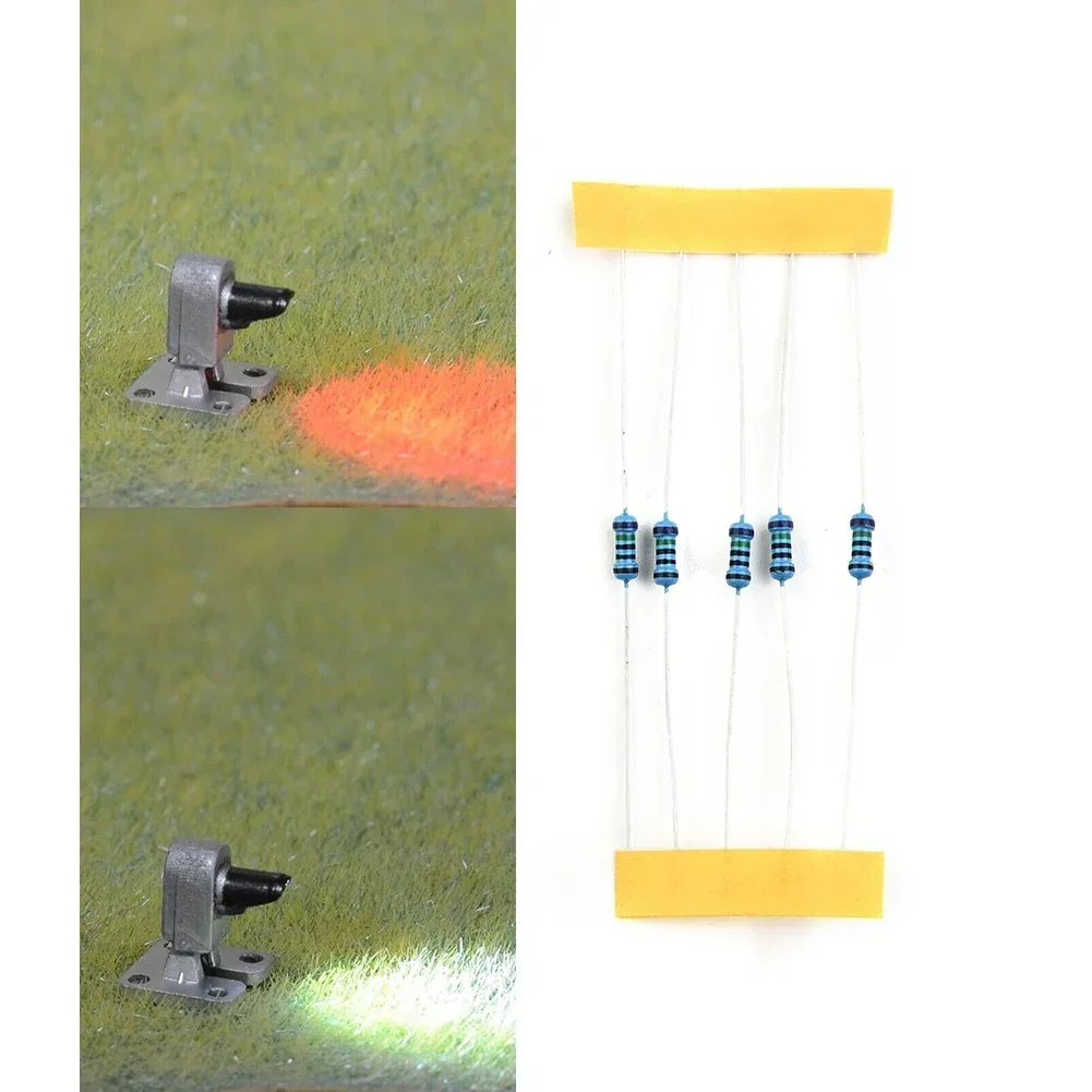 1 set OO/HO Scale Railway Model Lamp Post Two-color Dwarf Searchlight Ground Signal Red/green 3V 20mA miniature figurines miniature ornament