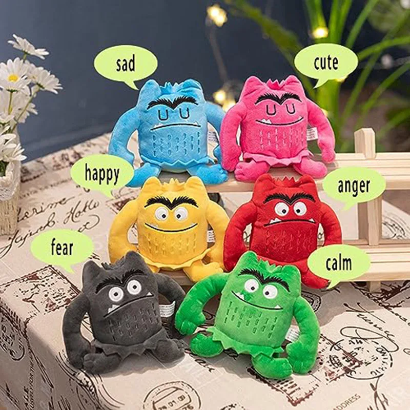 6pcs/lot The Color Monster Plush Doll Toy Emotional Kids Appease Stuffed Animal Happy Anger Calm Fear Sad Children Birthday Gift