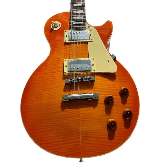 New!!! Orange Color Standard LP Electric Guitar, Solid Body With Maple  Flame Top ,Ebony Fretboard,HH Pickups, - AliExpress