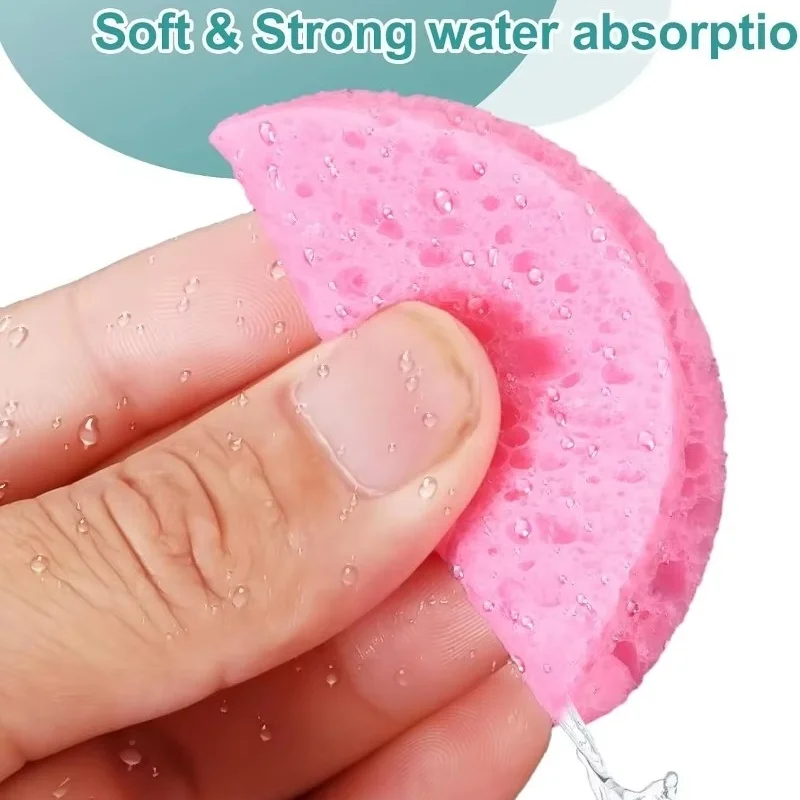 50-100개 대용량 압축 세안 퍼프 세트 일회용 목재 펄프 스펀지 (가정, 여행, 헬스장 및 데일리 스킨케어용)