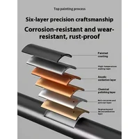 ราวแขวนผ้าขนหนูอลูมิเนียมอัลลอยด์แบบไม่ต้องเจาะ, ที่แขวนผ้าขนหนูแบบพับได้ติดผนังสำหรับจัดเก็บในห้องน้ำ 2