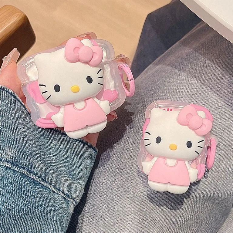 

Cartoon Sanrio Hello Kitty 3D Bluetooth-compatible Earphone Set PC Hard case Earphone Case for AirPods 1 2 Pro 3 Pro2 Cover