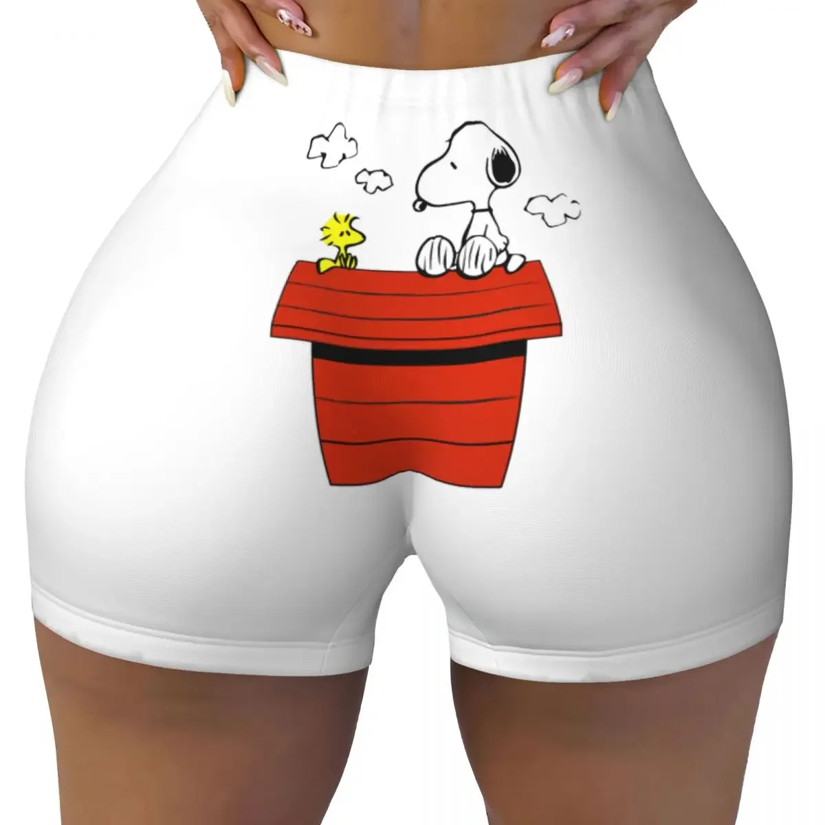 Pantalones cortos de ciclismo para entrenamiento de voleibol con paisaje de Van Gogh personalizado de Snoopy y Charlie Brown Pantalones cortos de yoga para gimnasio de Peanuts para mujer