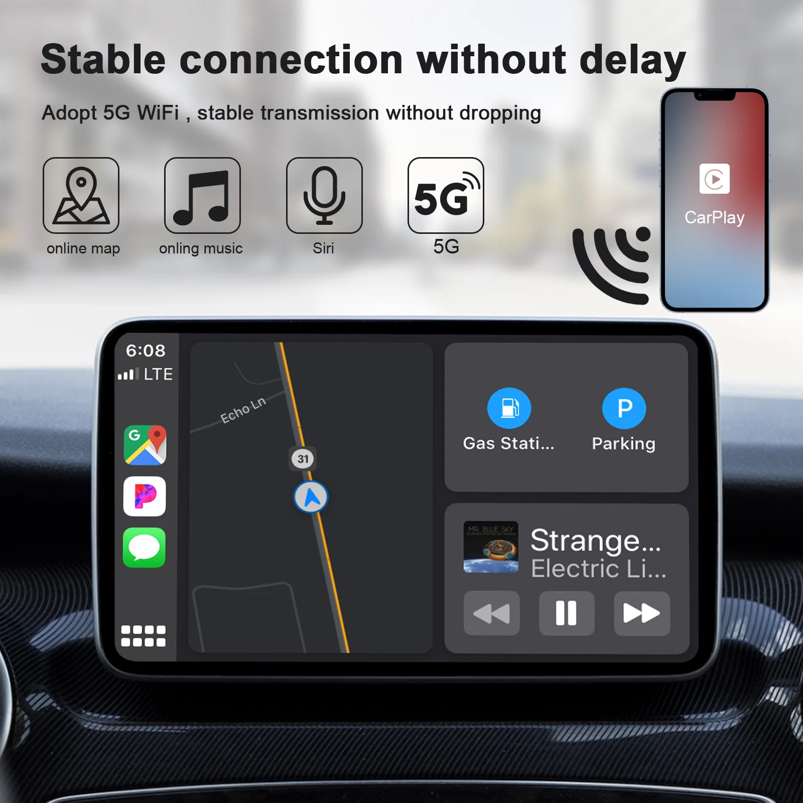 

New Wireless Auto Car Adapter,Apple Wireless Carplay Dongle,Plug Play WiFi Online Update Wireless CarPlay Adapter for iPhone
