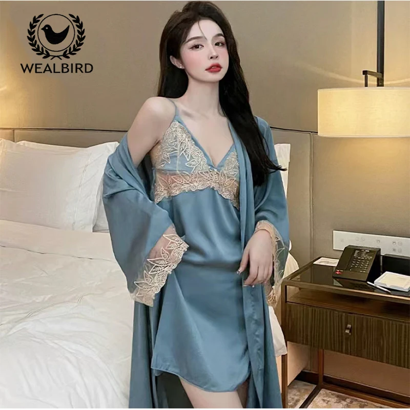 

Chen XUAN female SENSE LACE NEW APPEAL CONCORD NIGHTgown spring and summer snow and ice silk thin home clothing two pieces