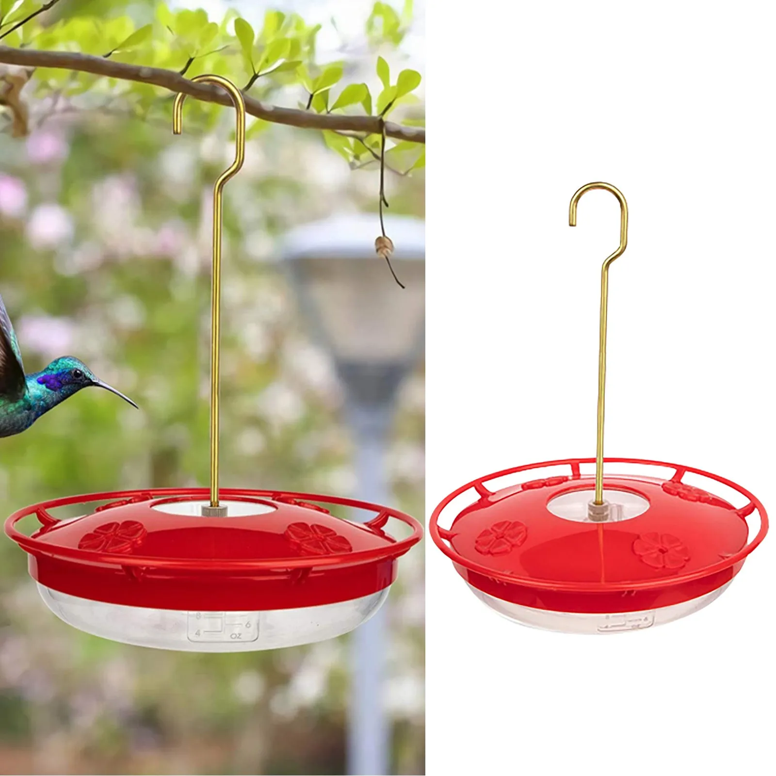 Bird Feeder Hanging Hummingbird Feeder with 4 Feeding Flower Ports for Garden Yard Patio