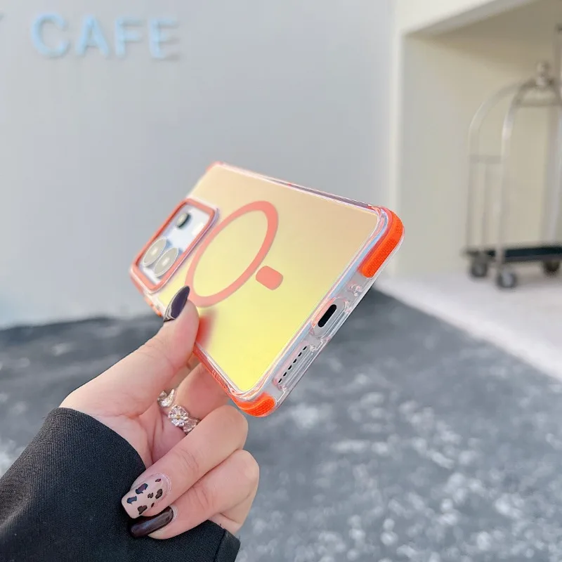Luxury Metal Lens MagSafe Phone Case with Wireless Charging and Discolour Cover