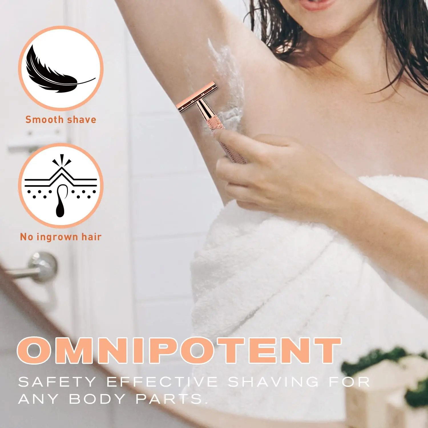Double Edge Safety Razor for Women, with 10 pcs Safety Razor Blades Single Blade Razor Reusable Travel Essentials Women Razor 6
