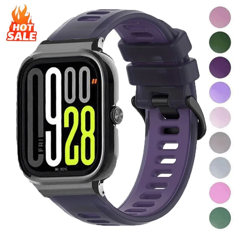 Silicone Band with Metal Frame Smart Watch Protector Case