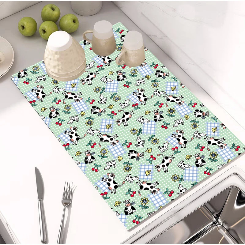 

Diatom Ooze Simple Service Plate Non-slip and Washable Kitchen Mat Mats Dish Mat Drying Rug Home Decoration Carpet Textile