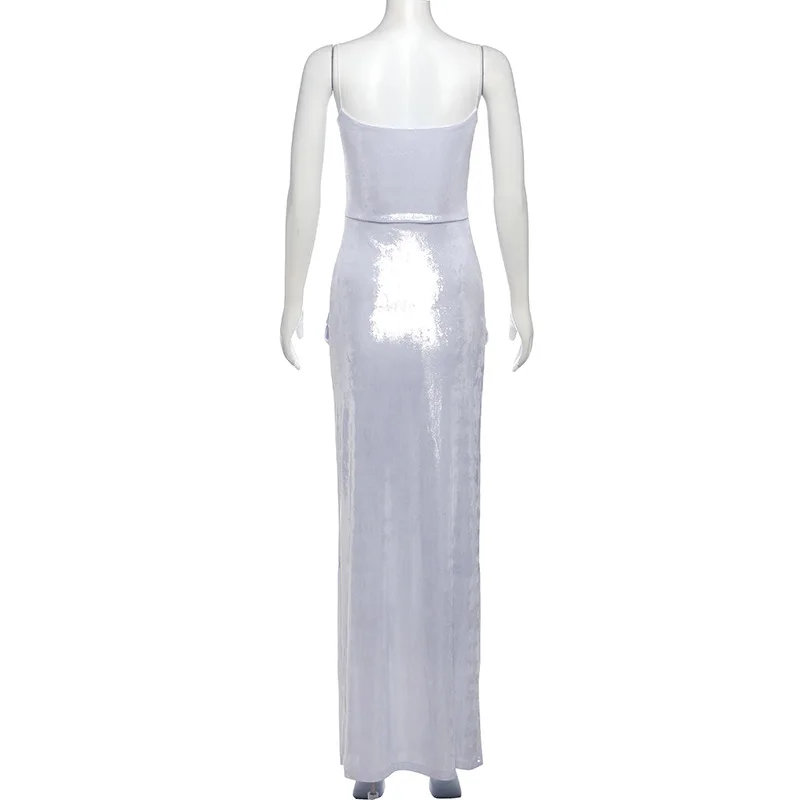Spaghetti Strap Sexy Backless Maxi Dress Outfits Women Elegant Birthday Vestido 2025 New Club Party Ruched Dresses Female