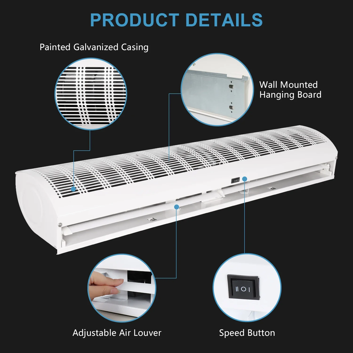Description Picture 6 of itemAir Curtain MachineFactory Sale Industrial Type Cross Flow Cooling Cold Room Air Curtain 11m/s