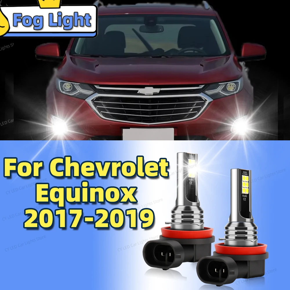 2pcs LED Front Fog Lamp Car Light Blub Canbus 6000K For Chevrolet Equinox Plug and Play 80W