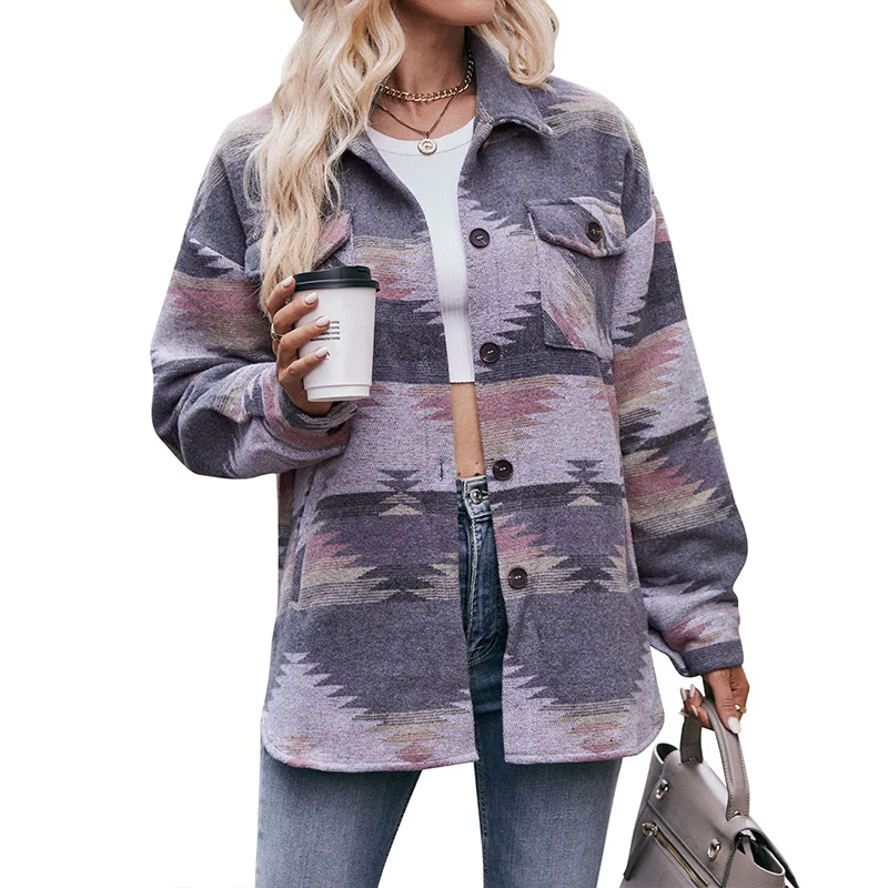 Autumn Winter Y2K Fashion Harajuku Jacket Women Geometry Tops Lady Loose Casual Long Sleeve Outerwear All Match Female Clothes