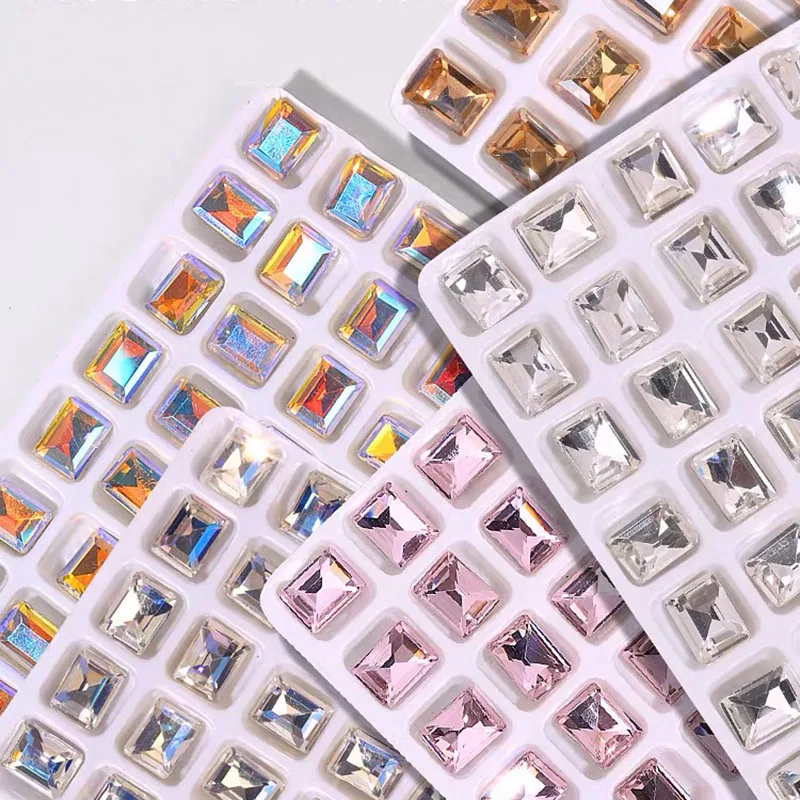 20/50Pcs 지적 바닥 사각형 네일 아트 라인 석 대형 큐브 크리스탈 K9 유리 다이아몬드 매니큐어 DIY 장식 액세서리