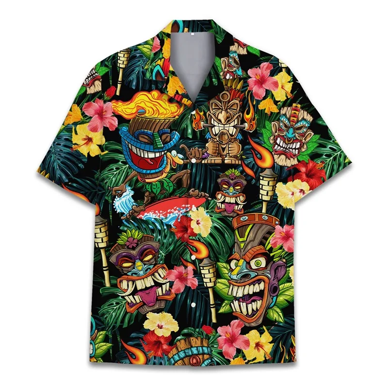3D Print Funny Animal Hawaiian Shirts For Men Women Summer Short Sleeve Casual Relaxed-Fit Button Down Beach Shirt Mens Tshirt 4
