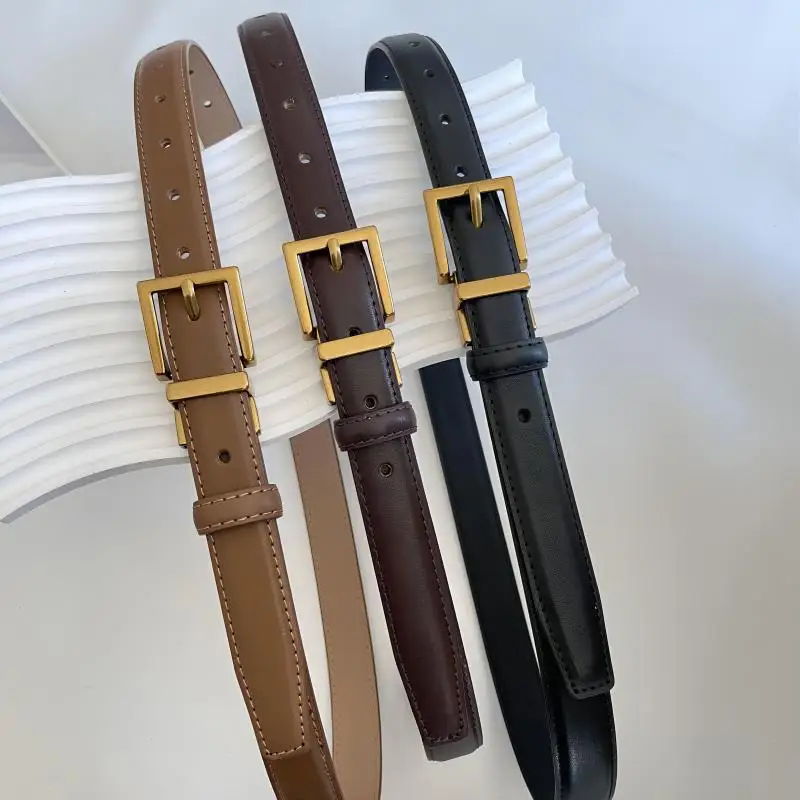 Cowhide Needle Buckle Retro Belt Women's Hong Kong Style Jeans Belt Trendy Simple Decoration Belt Casual Ins Style