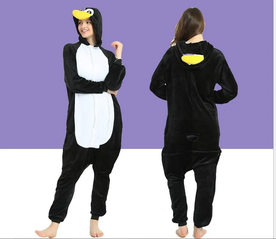 Adult Penguin Pajamas One Piece Kids Christmas Cosplay Costume Flannel Warm Animal Homewear Sleepwear for Women Men kigurumi pajamas onesies cosplay pajamas onesies flannel pajamas onesies