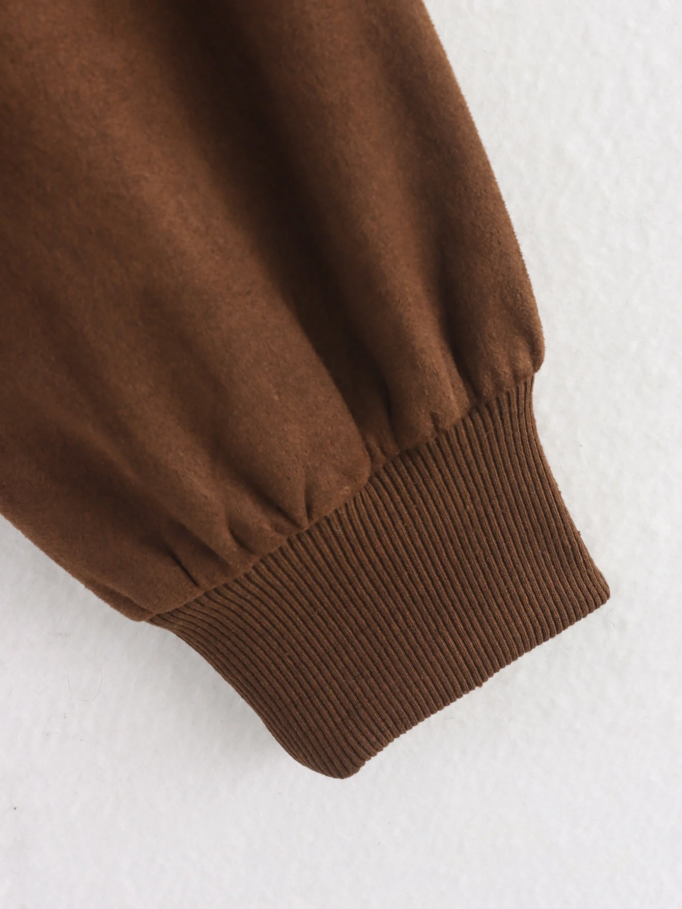 Women Short Suede Bomber Jacket Lapel Long Sleeve Zipper Pocket Cropped Coat Autumn Winter Lady Fashion Casual Jackets Streetwea