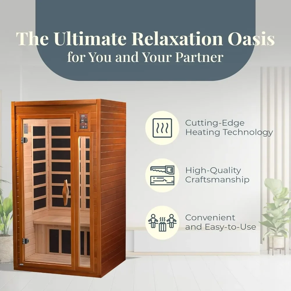 Saunas Home Sauna with Infrared & Chromotherapy for Up To 2 People, Relieve Your Jpoint and Muscle Pain Improving Sleep, Sauna 2