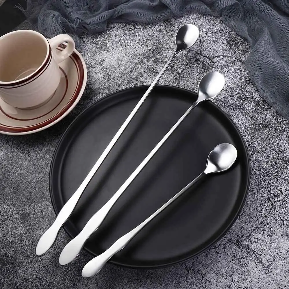 Home Cafe Stainless Steel Ice Cream Coffee Bartender Mixing Stirrers Cocktail Stirring Tool Teaspoon Bar Spoon