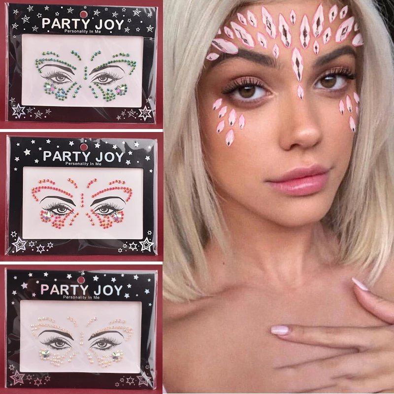 

Новые 3D наклейки на лицо Стразы, праздничный макияж, хрустальные драгоценные камни, тату-наклейка, блестящие украшения для лица и тела, Алмазная наклейка, украшение