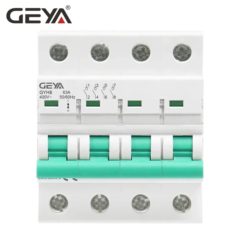 GEYA GYH8 Din 레일 4극 절연 스위치 400V 메인 스위치 63A 100A 125A 절연체 차단기
