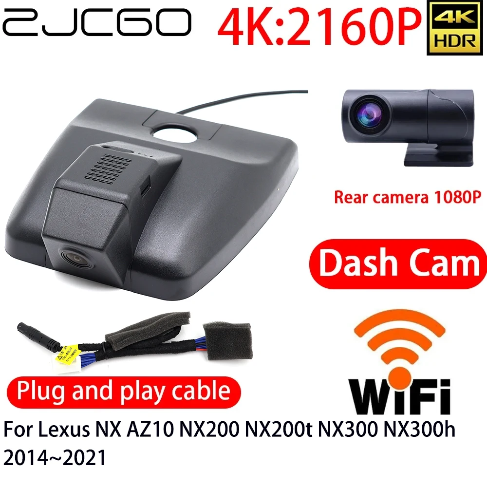Zjcgo 4K Dvr Dash Cam Wifi Fotocamera Anteriore Posteriore 24H Monitor Per Lexus Nx Az10 Nx200 Nx200T Nx300 Nx300H 2014 ~ 2021