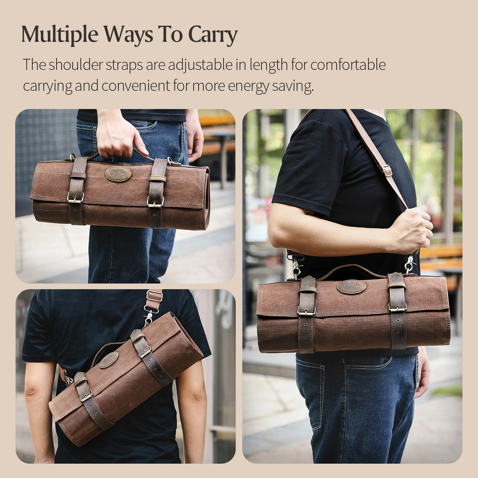 XINZUO Thickened Canvas Foldable Chef Roll Bag Kitchen Knife Bags Cooking Portable Durable Knife Storage Pockets Carry Case Knife Storage Bag