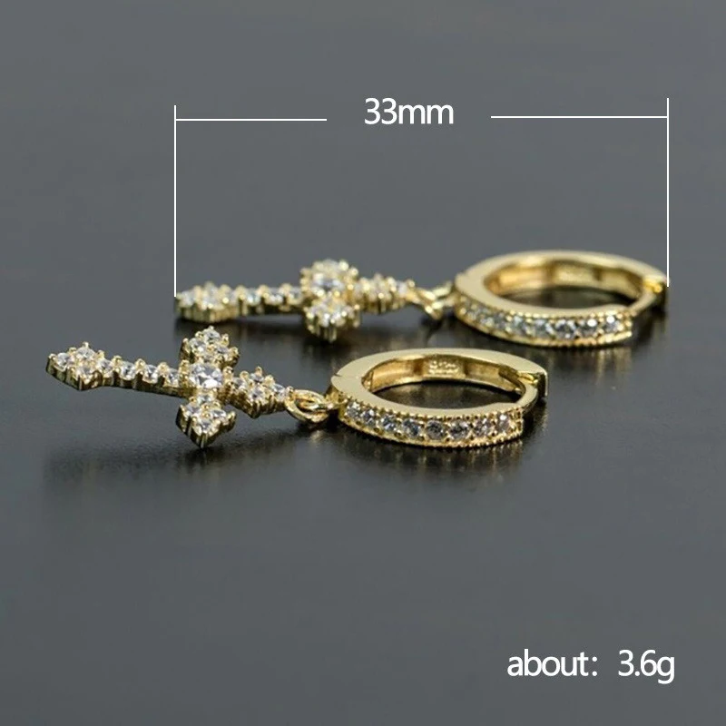 Klassische Kreuz Punkt-Bohrer Kristall Austauschbare Exquisite Weiße Farbe Ohrringe Für Frauen Männer Hiphop Party Schmuck Geschenke – Detail 1