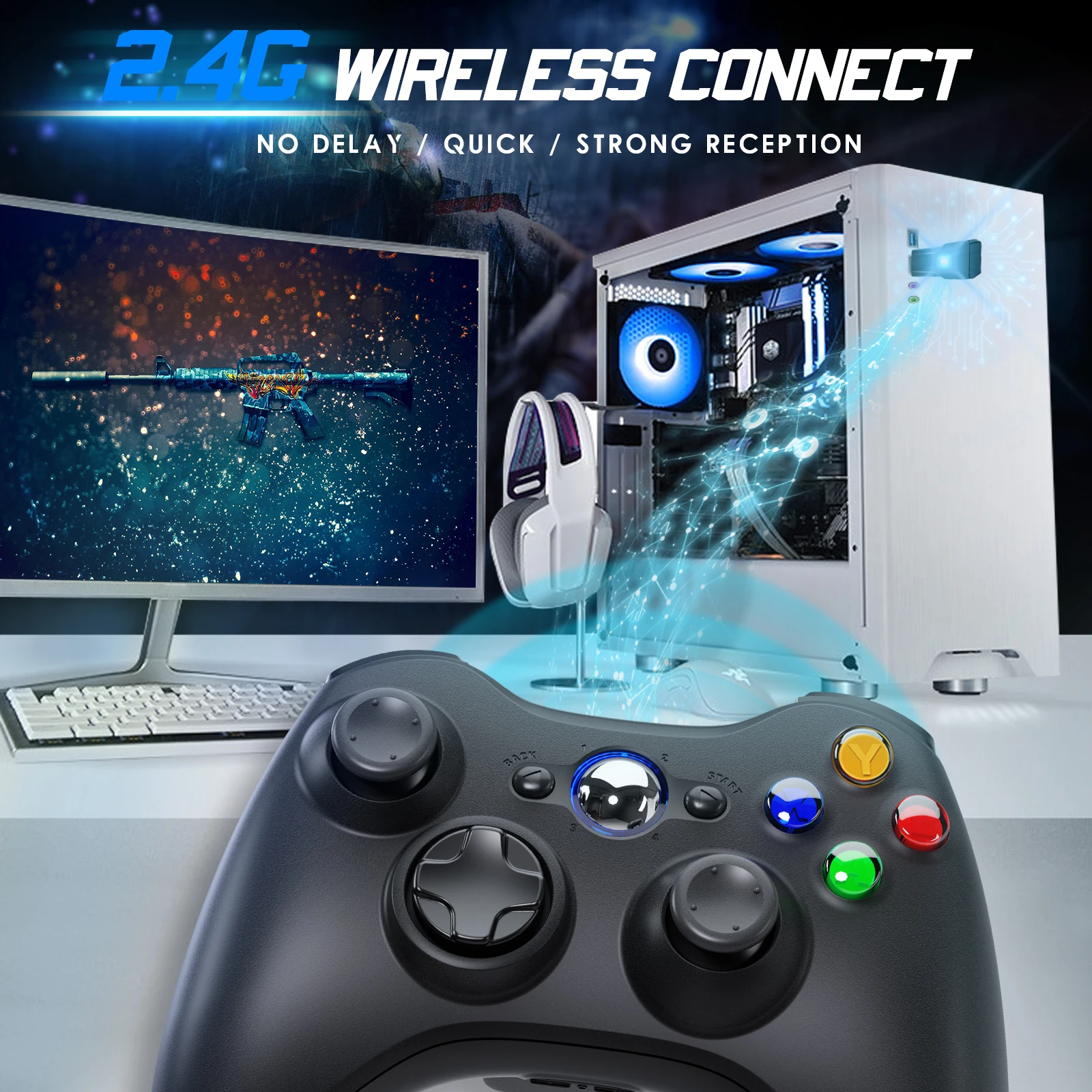PC Windows 7 8 10 360   е ȣȯǴ ǰ Xbox 360 ø  Powtree 2.4G  Ʈѷ