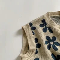 Autumn Baby Knit Vest Retro Flower Sleeveless Garment Kids Cardigan for Girls Boy Sweater Children Clothing Fashion Baby Clothes 5