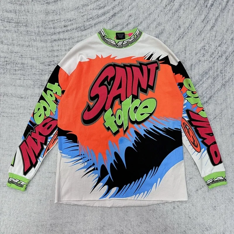 Fiery Lightning Saint Oversized Long Sleeve T-Shirt