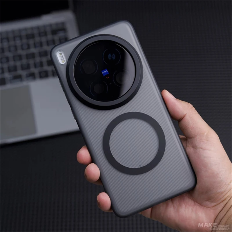 Magnetic Skin Feel Matte Transparent Back Cover with Built-in MagSafe