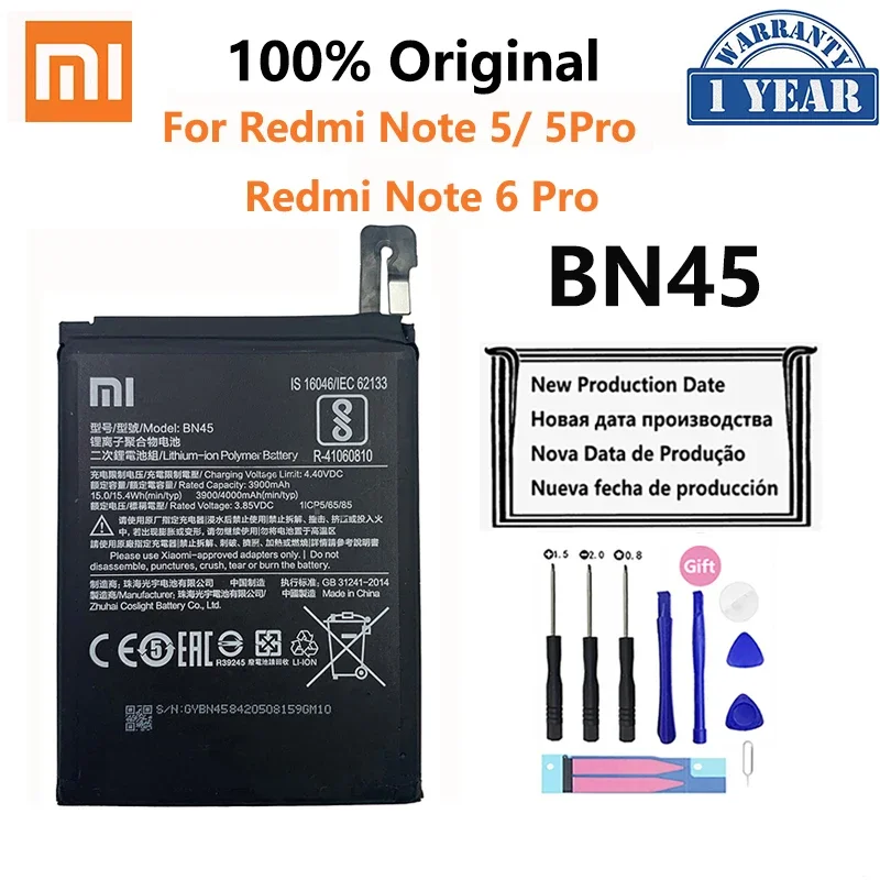 

Оригинальный аккумулятор Xiao Mi BN45 для Xiaomi Redmi Note 5 Note5 Note6 6 Pro, высококачественные сменные батареи для телефона 4000 мАч