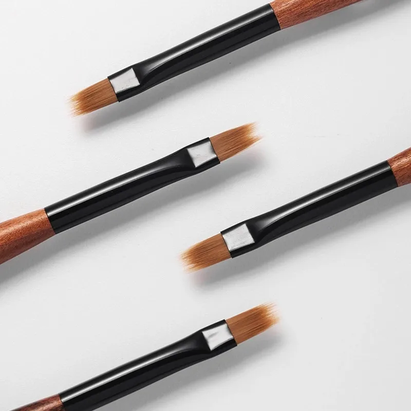2Pcs Round Wood Handle Nail Ombre Brush Nail Art Painting Pen Brush UV Gel Polish Gradient Color  Acrylic Nail Drawing Pen 3