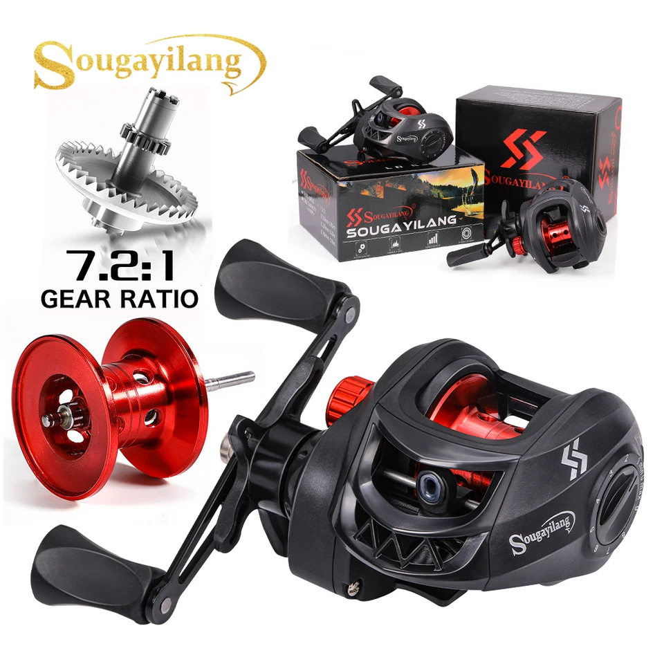 Sougayilang Baitcasting Fishing Reels 7.0:1 High Speed Gear Ratio Max Drag  10Kg with Aluminum Spool All for Fresh/Salt Water