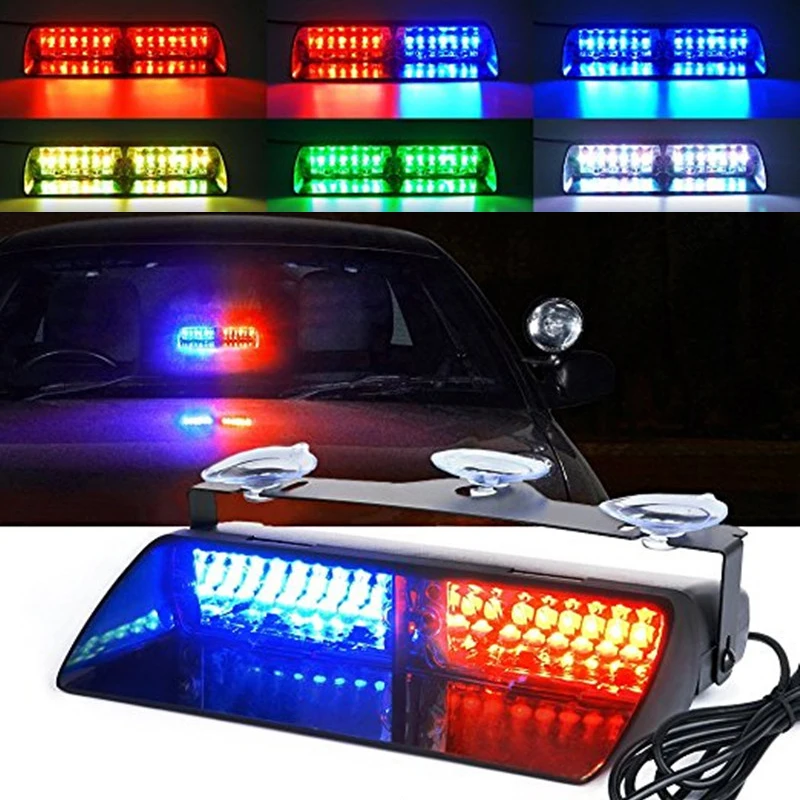 

Car LED Strobe Light Red/Blue Amber/White Signal Lamps Flash Dash Emergency Flashing Windshield Warning Light 12V Police Lights