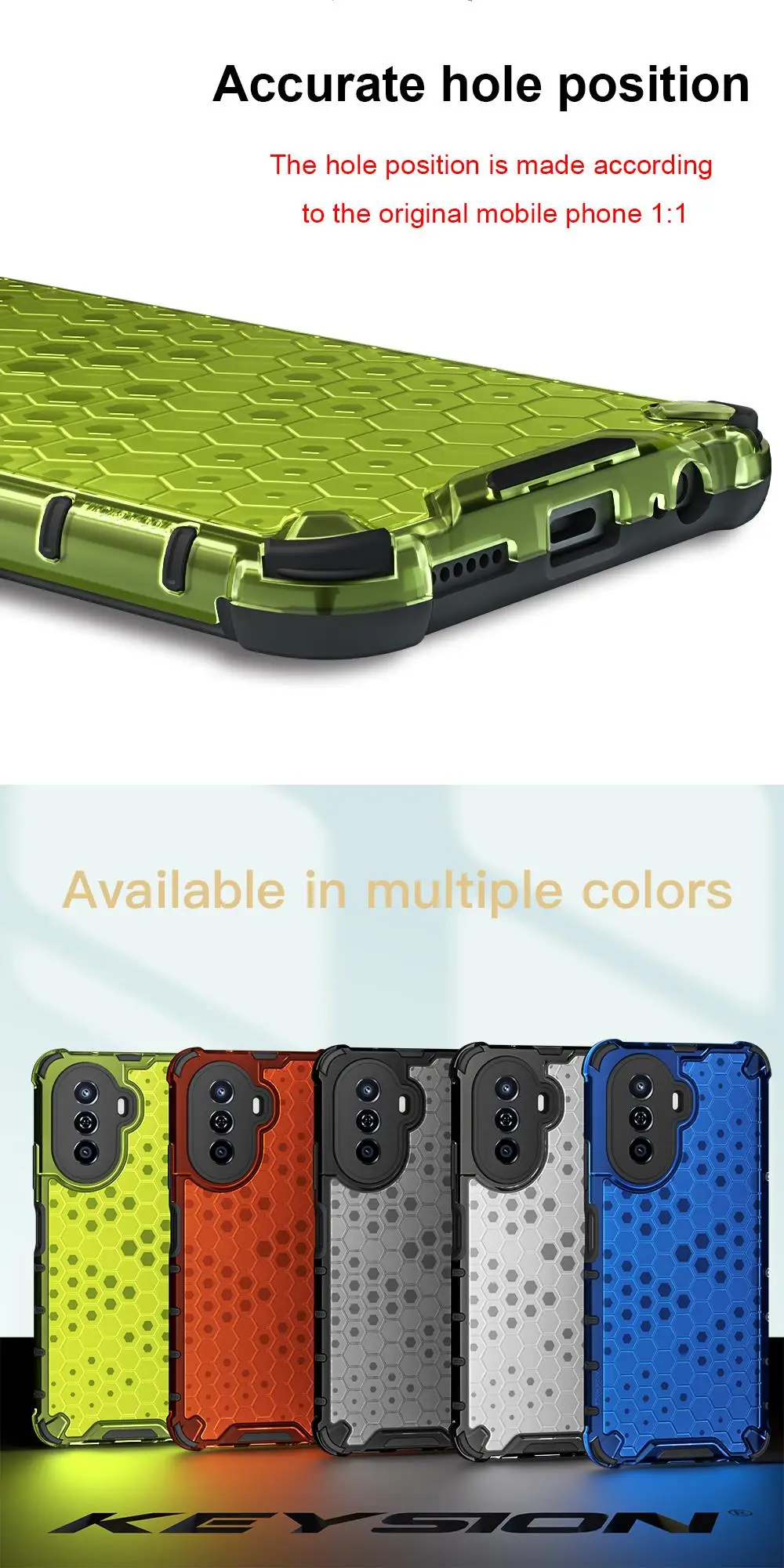 Shockproof Phone Case For Huawei Nova Y70 Transparent Honeycomb_voghion.com