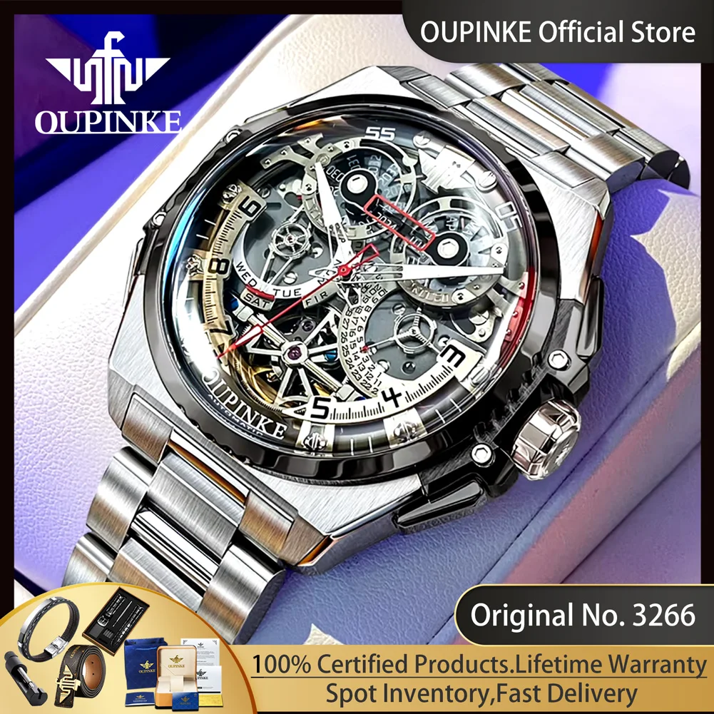 Mechanische Uhren Italienische Uhren Herren Oupinke Luxus Herren Uhr  Skelett Automatische Mechanische