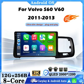 Autoradio Android 16 GPS Stereo per Volvo S60 V60 2011 2012 2013, Lettore Multimediale con Carplay, 4G+WIFI, BT, DSP, Schermo QLED