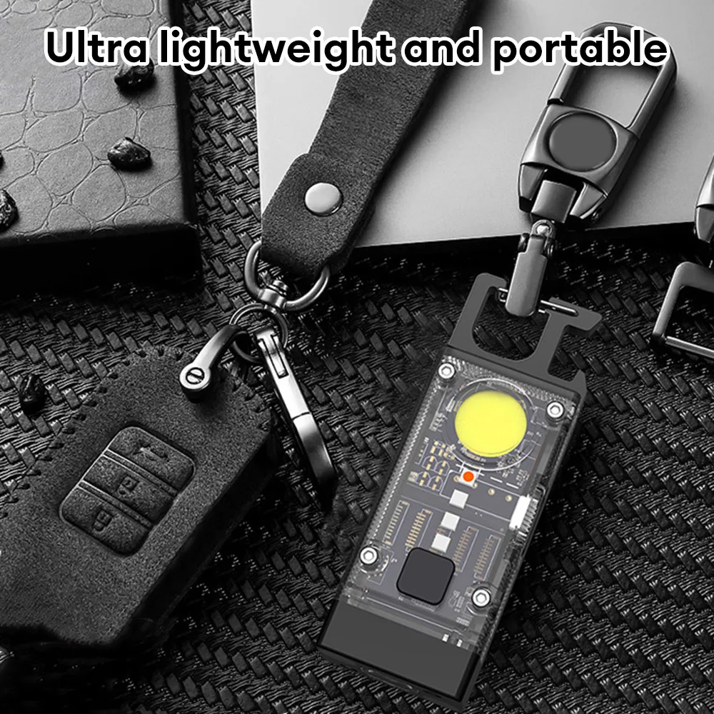 Led flashlight portable solar mini pocket keychain COB work light USB rechargeable outdoor emergency fishing camping