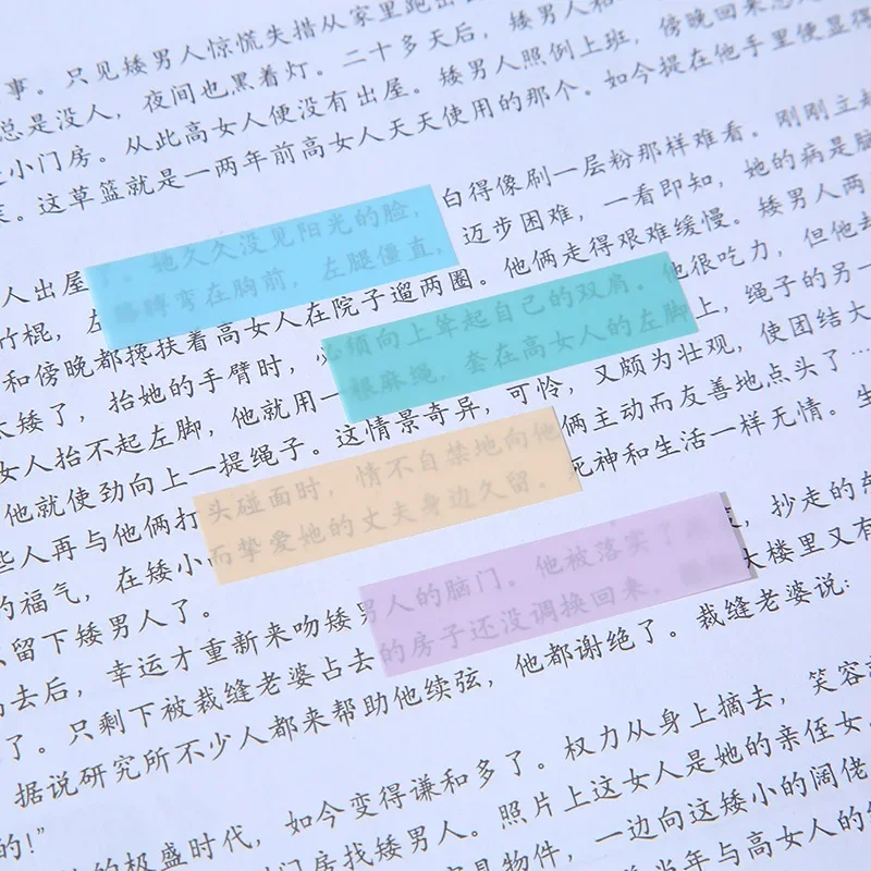 Morandi Color Translucent PET Index Stickers Color Classify Bookmarks Stationery Memo Pad Notebook Key Mark Sticky Notes 200Pcs index sticker notes