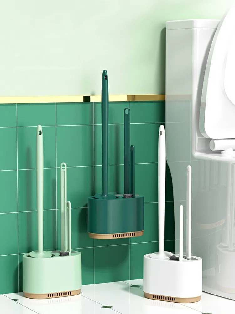 

Three In One Toilet Brush No Dead Corners Bathroom Plastic Nordic Hanging Toilet Brush Wall Mounted Cleaning Tools Long Hardware