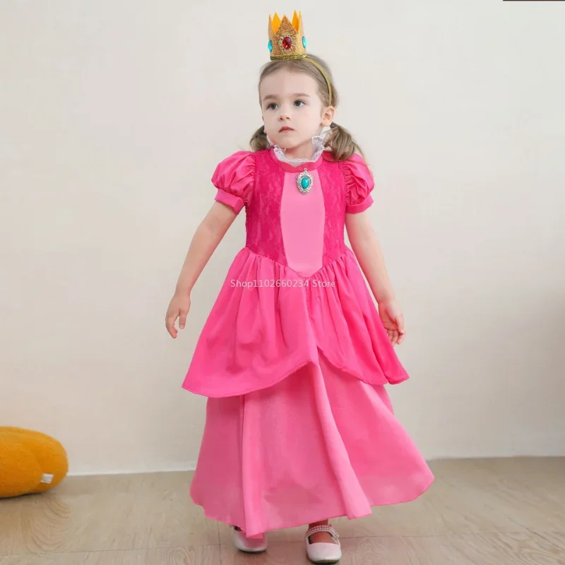 Super Mario Children Clothing Girl Cosplay Anime Figure Peach