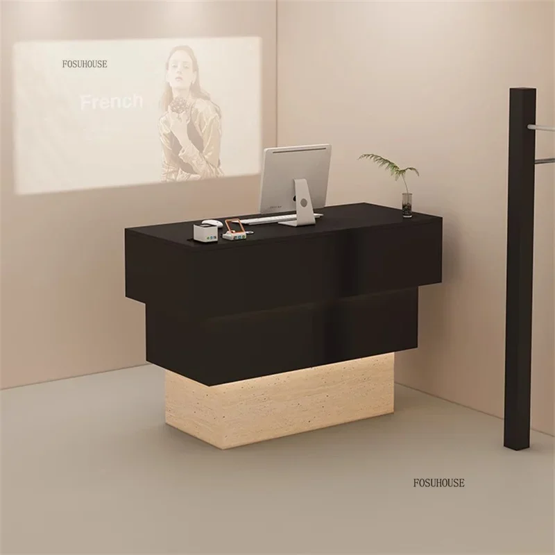 Clothing Store Cream Style Checkout Counter Hotel High-end Front Desk Nordic Reception Desk Light Luxury Shop Service Counter