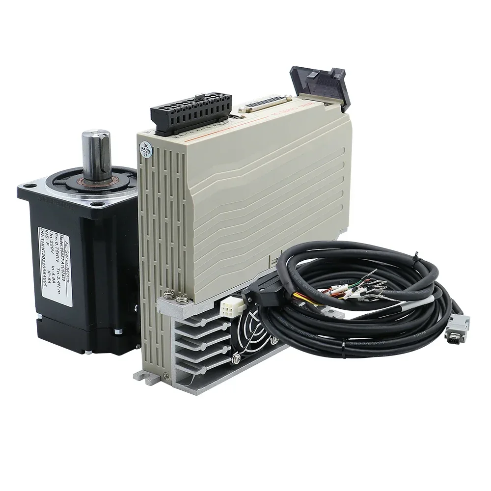 400W 600W 750W AC 220V Servo Motor 1.3N 1.9N 2.4N with Magnetic 17bit Absolute Encoder 3000-6000rpm + Driver for CNC Router ac servo motor ac motor