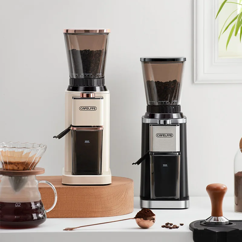 Cafelffe-Electric Smart Burr Mill, Coffee Bean Grinder with 48 Grind Settings, Fully Automatic Grinder, Adjustable Grinding 3