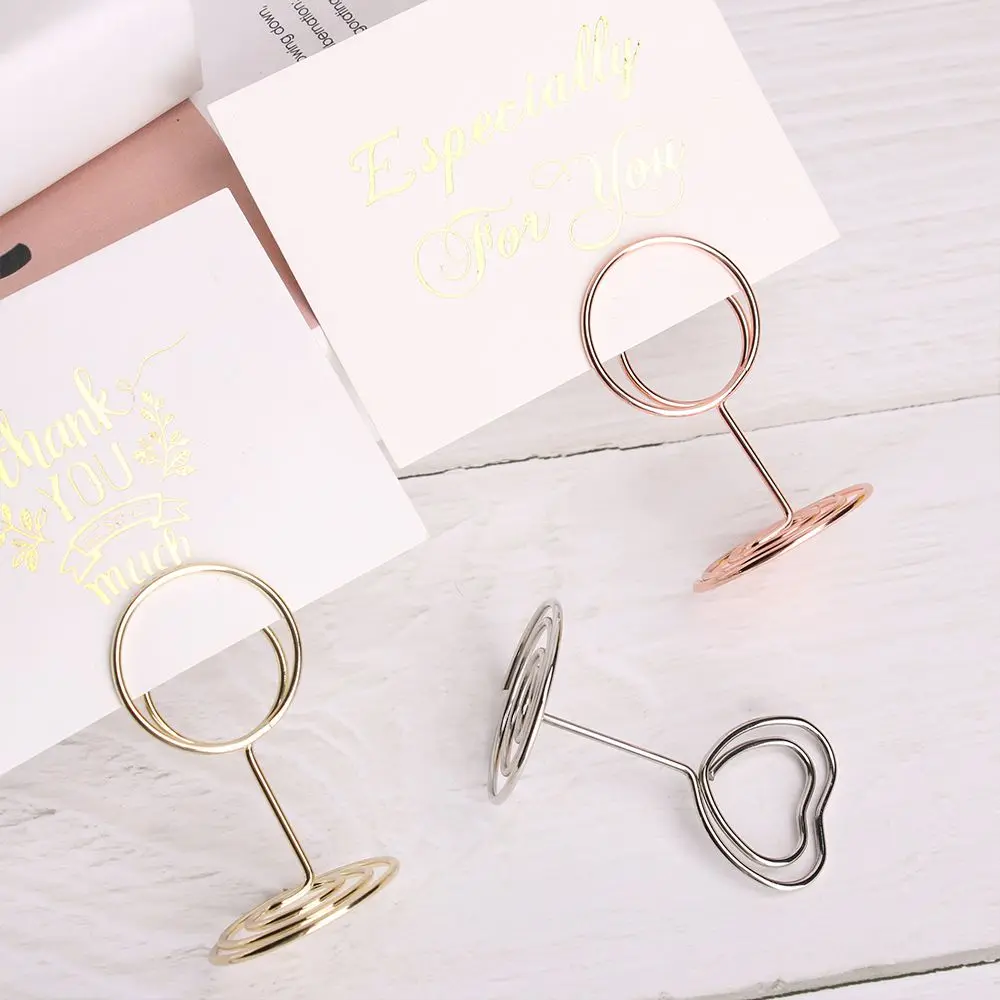 1pc Metallic Rose Gold Paper Clamp Desktop Decoration Table Numbers Holder Place Card Clamps Stand Photos Clips