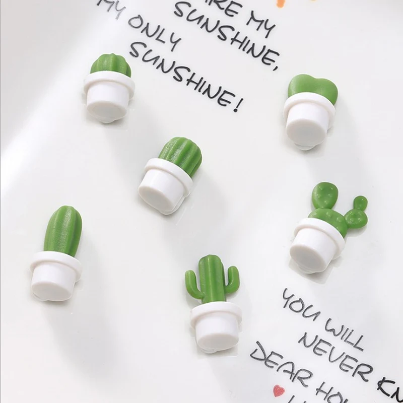 6PC/set of cute succulent plant refrigerator magnet button cactus refrigerator message sticker magnet sticker_voghion.com
